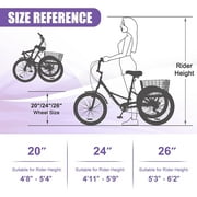 MOONCOOL Adult Tricycle 7 Speed, 24 inch Folding/Not Folding Three Wheel Bikes Cruise Trike for Seniors, Adults, Cargo Basket, Multiple Colors