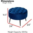 thumbnail image 4 of BirdRock Home Tufted Round Ottoman - Velvet Foot Stool - Navy, 4 of 8