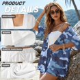 thumbnail image 6 of FKEKYI Camo Blue Print Women's 2 Piece Set Summer Short Shirt Open Front Top & Relaxed Shorts with Elastic Waist Soft Vacation Outfit Loungewear Beachwear, L, 6 of 7