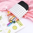 thumbnail image 2 of Transformer Stand Store Pencil Holder - Canvas+PU - Cartoon Cute Cat Design - Telescopic Pencil Pouch Bag - Stationery Pen Case Box with Zipper Closure (Grid), 2 of 5