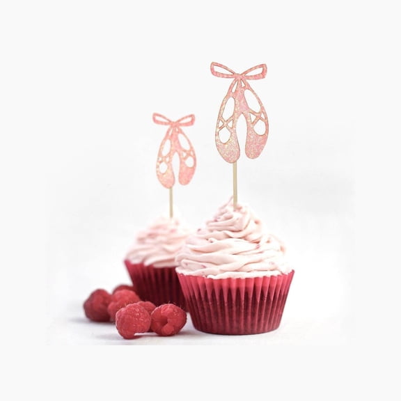 Ballerina slippers Cupcake Topper 12 Pack Cupcake Topper Decoration Cake Pink