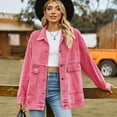 thumbnail image 3 of SWSMCLT Women's Jean Top Soft Jacket Long Sleeve Fall Pocket Ladies 80s Drop Shoulder Coat Oversized Spring Western Classic Pink Medium, 3 of 5