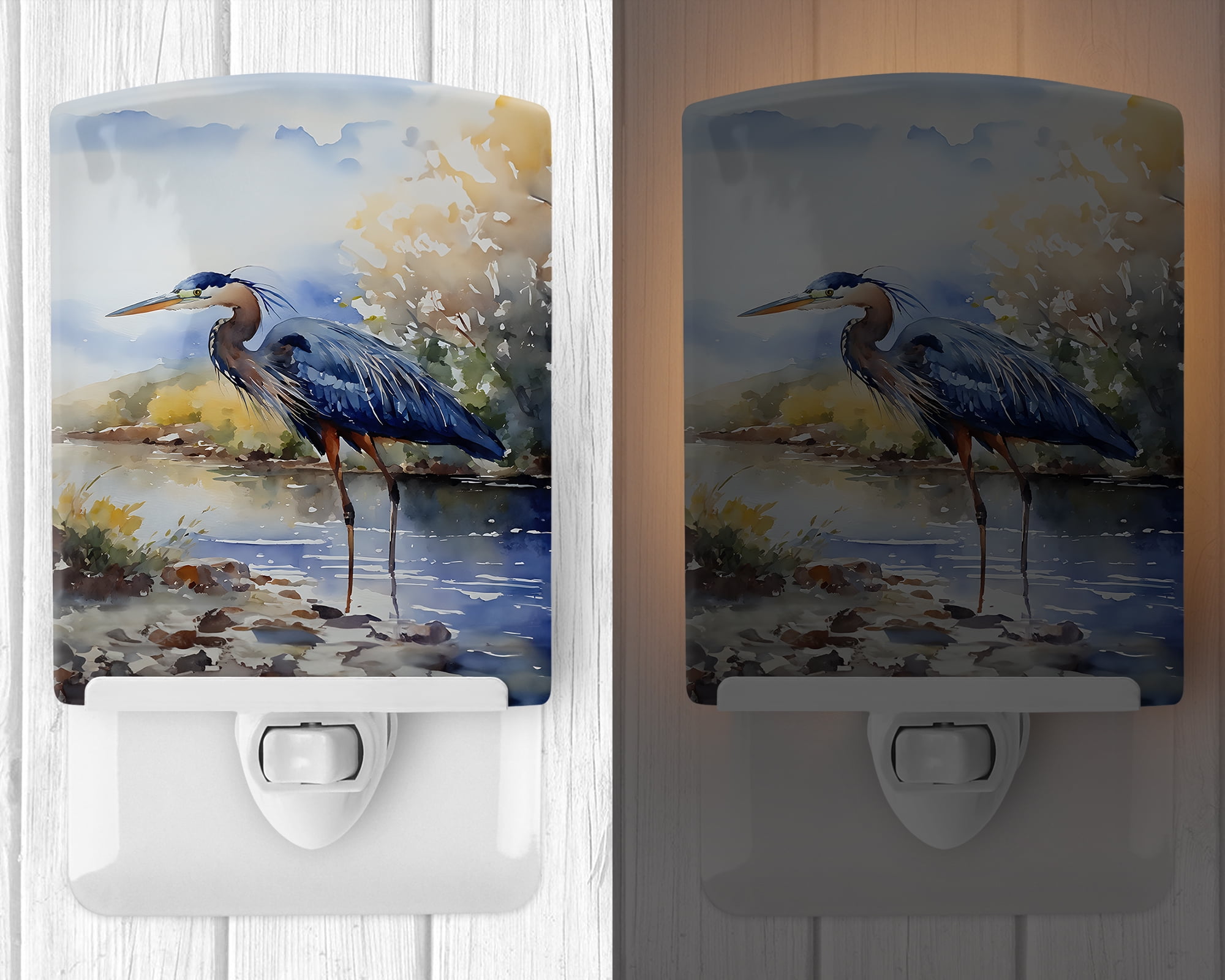 Blue Heron Ceramic Night Light 4 in x 6 in