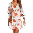 thumbnail image 3 of Ekouaer Women's Beach Coverups 3/4 Mesh Sleeve Bathing Suit Cover Ups Beachwear Loose Fit Swimwear Beach Dress S-3XL, 3 of 5