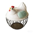 thumbnail image 2 of Chicken Design Ceramic Egg Storage Basket Iron Basket Holds 20-25 Eggs, Egg Holder, Organizer Case, Container Egg Basket Holder （Green）, 2 of 6