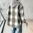thumbnail image 4 of IVEYRTF Kids Fashion Plaid Hooded Jacket Long Sleeve Button Down Coat Open Front Faux Fleece Lined Warm Outerwear for Children Fall Winter (Gray,12-13 Years), 4 of 4