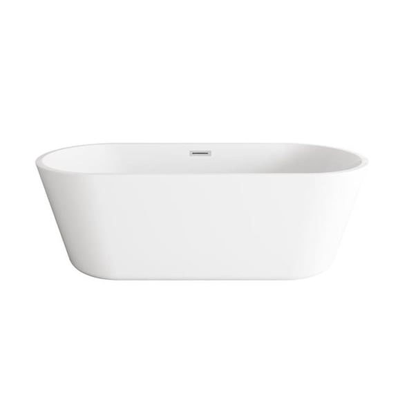 Elegant Kitchen & Bath BT10671GW-BNK 71 in. Soaking Bathtub, Glossy White with Brushed Nickel Trim