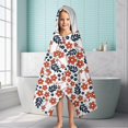 thumbnail image 6 of White Baseballs with Red Flowers Pattern Hooded Bath Towel，60"x35" for Ages 3 To 12 Kids, Quick Dry Lightweight Soft Microfiber Hood Beach Towel Cover Up for Kids, 6 of 7