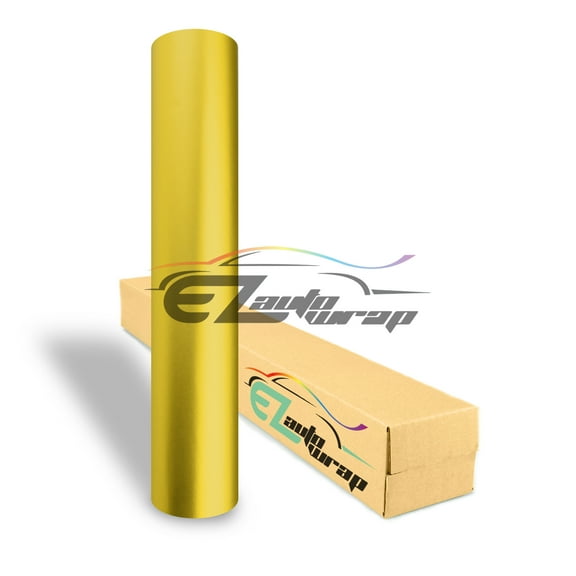 EZAUTOWRAP Matte Satin Chrome Metallic Yellow Car Vinyl Wrap Vehicle Sticker Decal Film Sheet Decoration With Air Release Technology