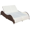 thumbnail image 1 of vidaXL Double Sun Lounger with Cushion Poly Rattan Brown, 1 of 4