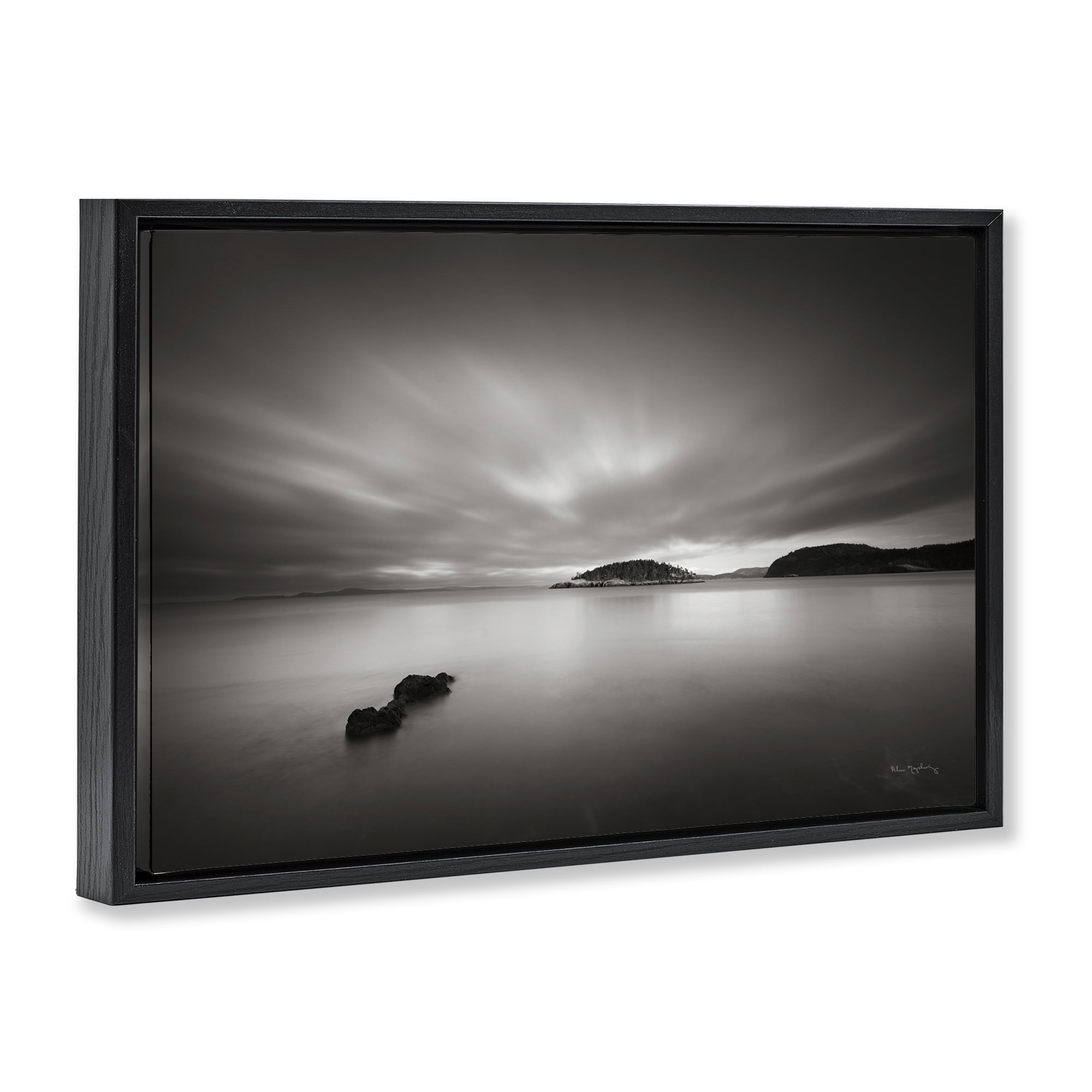 Stupell Industries Deception Pass Scene Landscape & Nature Photography Black Floater Framed Canvas Art Print Wall Art, 31 x 21