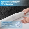 thumbnail image 5 of Waterproof Mattress Protector, Full Size Mattress Pad, Breathable Mattress Cover Washable with 6''-15'' Deep Pocket, Soft & Comfortable (Black), 5 of 10