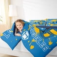 thumbnail image 4 of Manfei American Football Full Size Comforter Sets 3-Piece for Kids Teens, Rugby Helmet Bedding Comforter Set, Blue Orange Graffiti Splash Bedding Sets, Super Cozy Room Decor, 4 of 8