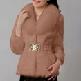 thumbnail image 2 of jtjvou Winter Faux Fur Coat for Women Open Front Cardigan Plus Size Fuzzy Warm Jacket Outerwear Oversized Casual Overcoat Brown XXXXL, 2 of 3