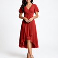thumbnail image 4 of NTACZA Summer Dresses Dressy Wedding Guest Dress Flowy Midi Faux-Wrap Short Sleeve V-Neck Size S, 4 of 5