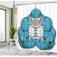 thumbnail image 5 of Ambesonne Fish Shower Curtain, Toothy White Shark Smiling, 69"Wx84"L, Pale Grey Petrol Blue, 5 of 5