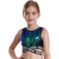 thumbnail image 4 of Aislor Kids Girls Jazz Latin Modern Hip Hop Dance Crop Tops Gymnastics Vest Dancewear Tank Top Green 8, 4 of 7