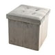 thumbnail image 2 of Banco otomano plegable con almacenamiento,Asiento de banco plegable de terciopelo con tapa,Muebles de almacenamiento de libros,Reposapiés gris para, 2 of 9