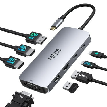 Selore USB-C Dual Monitor Laptop Docking Station with Multiport USB-C Hub