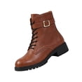 thumbnail image 3 of Willtoo Womens Ankle Boots Buckle Decor Lace Up Side Zipper Booties Low Block Heel Lug Sole Casual Short Boots for Winter Daily Wear, 3 of 5