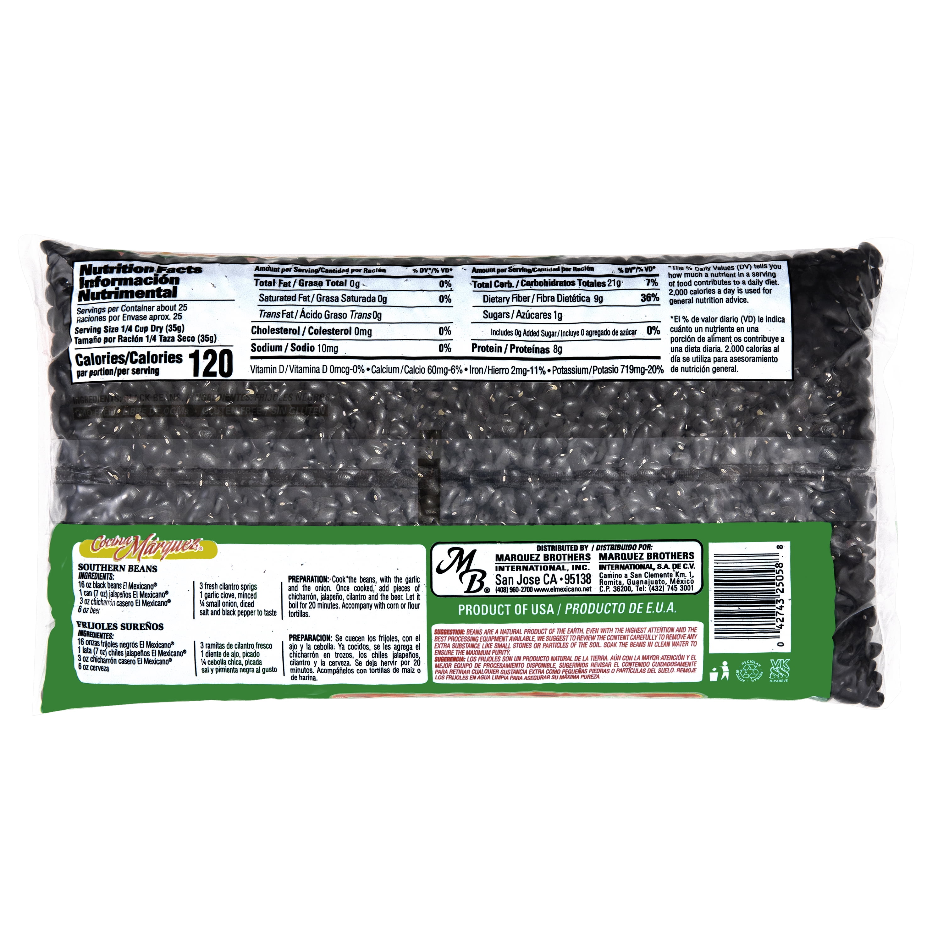 (3 pack) El Mexicano Black Beans, 2 lb Bag