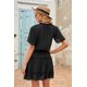 thumbnail image 1 of ABPHQTO Mini vestido negro con cuello en V y volantes para mujer, 1 of 5