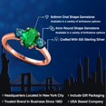 thumbnail image 2 of Gem Stone King 1.29 Ct Oval Green Nano Emerald Blue Diamond 18K Rose Gold Plated Silver Ring, 2 of 6