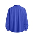 thumbnail image 4 of 100% Cotton Men's Sun Protection Shirts Lapel Button Down Long Sleeve Plain Breathable Lightweight Hiking Shirts for Summer Blue S, 4 of 8