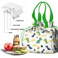 thumbnail image 4 of White Cartoon Dinosaurs Pumpkins Pattern Drawstring Lunch Bag Women - Drawstring Lunch Bag Insulated for Work Office - Stain-Resistant Large Lunchbags for Women with Multi-Pockets, 4 of 6