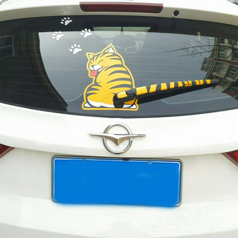3D Car Stickers Cartoon Funny Cat Moving Tail Stickers Reflective Car  Styling Window Wiper Decals Rear Windshield Decor Sticker ( 