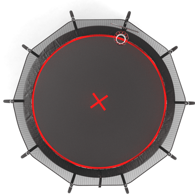 12FT Round Trampoline with Safety Enclosure, Basketball Hoop & Ladder, Galvanized Steel Frame, Outdoor Backyard Trampoline for Kids, Black