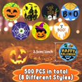 thumbnail image 4 of Rollo de 500 pegatinas de Halloween de 1,5 pulgadas con diseño de murciélago, calabaza y fantasma, pegatinas redondas autoadhesivas para decoración de tarjetas de regalo y sellos de sobres de fiesta, 4 of 5