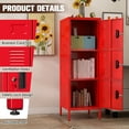 thumbnail image 2 of Aobabo 47.3" H Metal Locker with Ventilation Holes,3 Door Metal Storage Cabinet with Lock and Card Slof for Living Room,Bedroom,School,Office,Home,Assembly Required,Red, 2 of 4