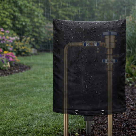 Lingsida Preventer Cover Insulated Pouch, Outdoor Pipe Insulation Cover, Winter Freeze Protection Water Well Pump Covers Sprinkler Valve Cover Insulated, Black