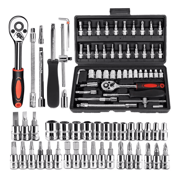 Juego De Herramientas Mecánicas Autocle Dados Acero 46pcs Negro/Plata