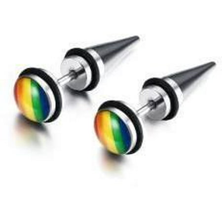 Gay Pride Titanium Steel Faux Fake Ear Plugs Gauges Walmart Com