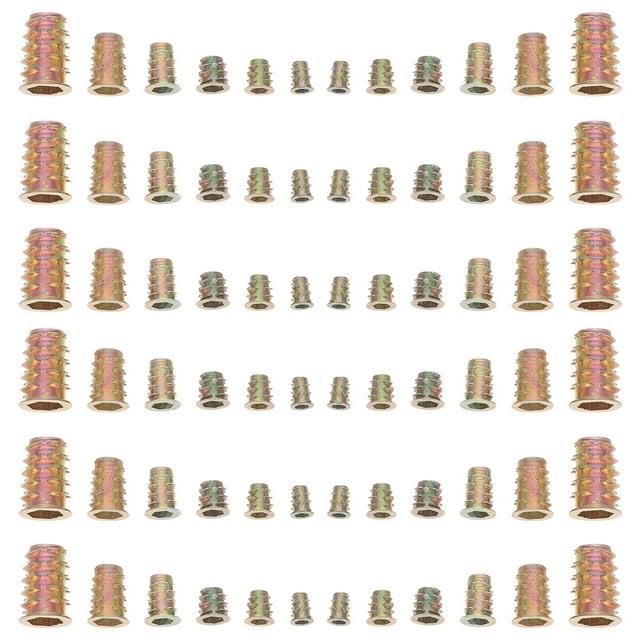 MasteelfCA 100 Pcs Carbon Steel Furniture Screws Threaded Wood Inserts Hex Socket Bolts