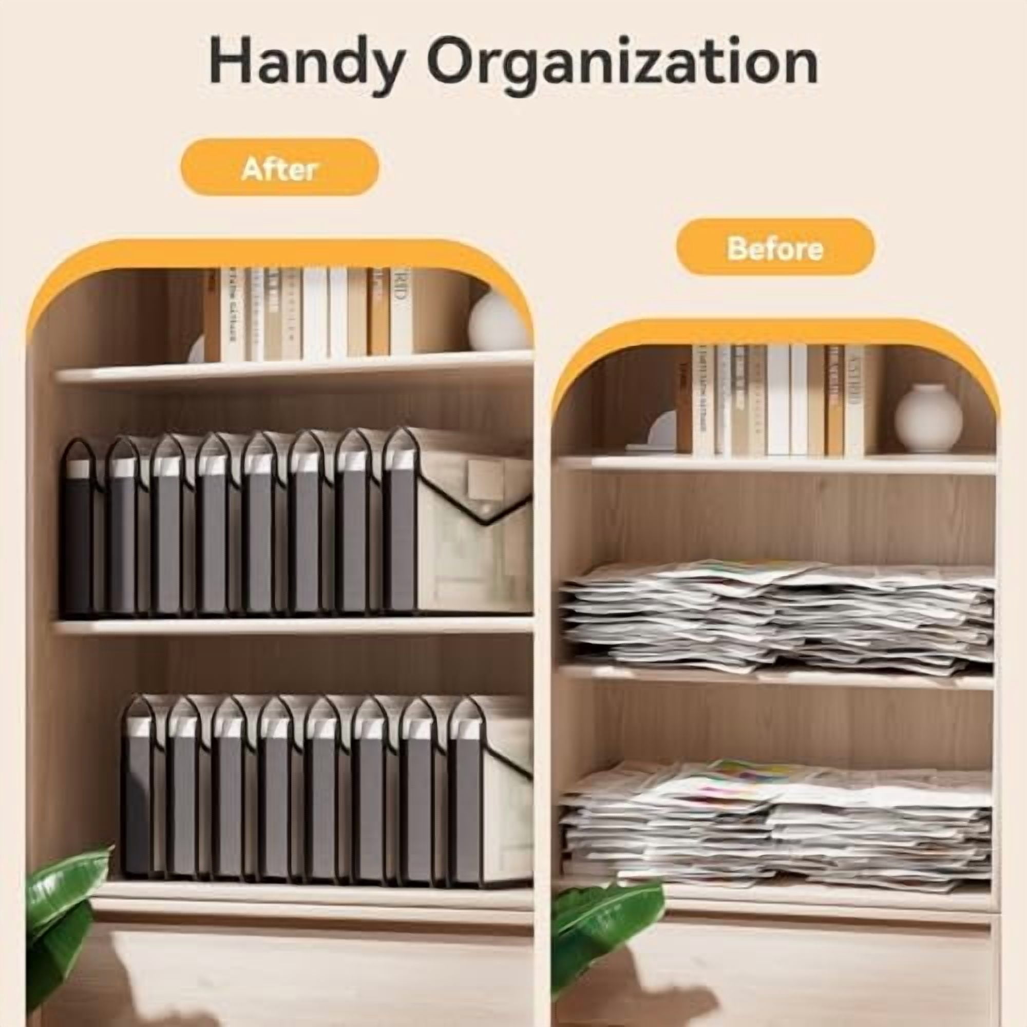 8 Pack Plastic Expanding File Folder, Folders for Documents with Snap Closure, Black File Folder Organizer Holder, Transparent Accordion File Pouch,Large Capacity, Fit Letter/A4 Size - Black