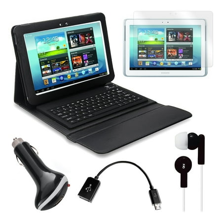 Bluetooth Keyboard Folio with Earphones, Screen Protector, OTG Cable, and More for Samsung Galaxy Note 10.1