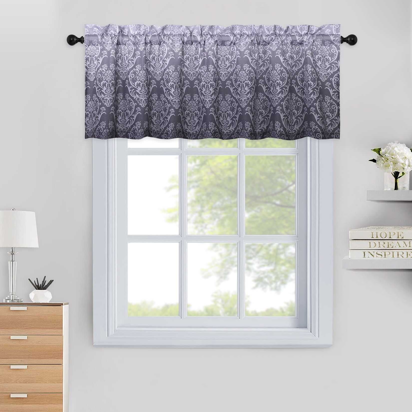 GlowSol Tier Curtain Valance 52"x15" Ombre Kitchen Valances Room ...