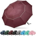 thumbnail image 1 of xianlin-62/54 Inch Windproof Inverted Umbrella with Reflective Stripe Large Compact Reverse Golf Umbrella for Rain 10 Ribs Double Canopy Travel Umbrella Automatic Open Close, 1 of 4