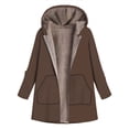thumbnail image 3 of Chaqueta de mujer de lana con forro polar cálido vintage con cremallera elegante y holgada de longitud media a la moda, 3 of 6