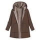 thumbnail image 4 of Chaqueta de mujer de lana con forro polar cálido vintage con cremallera elegante y holgada de longitud media a la moda, 4 of 6