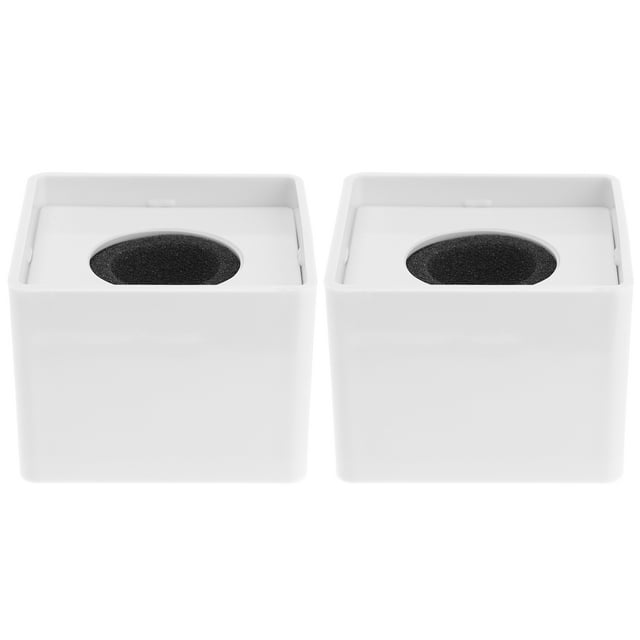 2Pcs Portable ABS Injection Molding Square Shaped Interview Mic Microphone Logo Flag Station Logo (White)