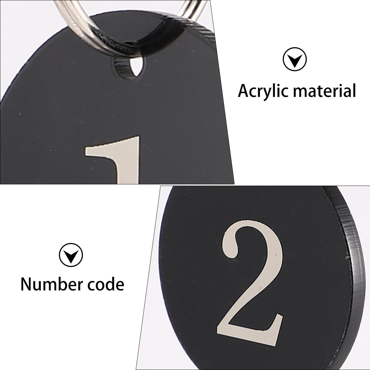 Raindrops 100 Pcs Round Acrylic Key Number Tags, Digital Hand Key Labels, 3.5x3.5x0.2cm Keychain Markers