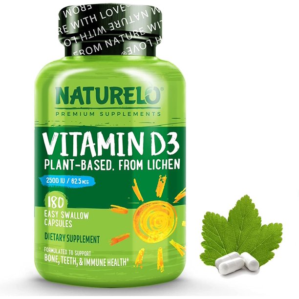 NATURELO Vitamin D3 2500 IU Plant Based from Lichen Natural Vegan