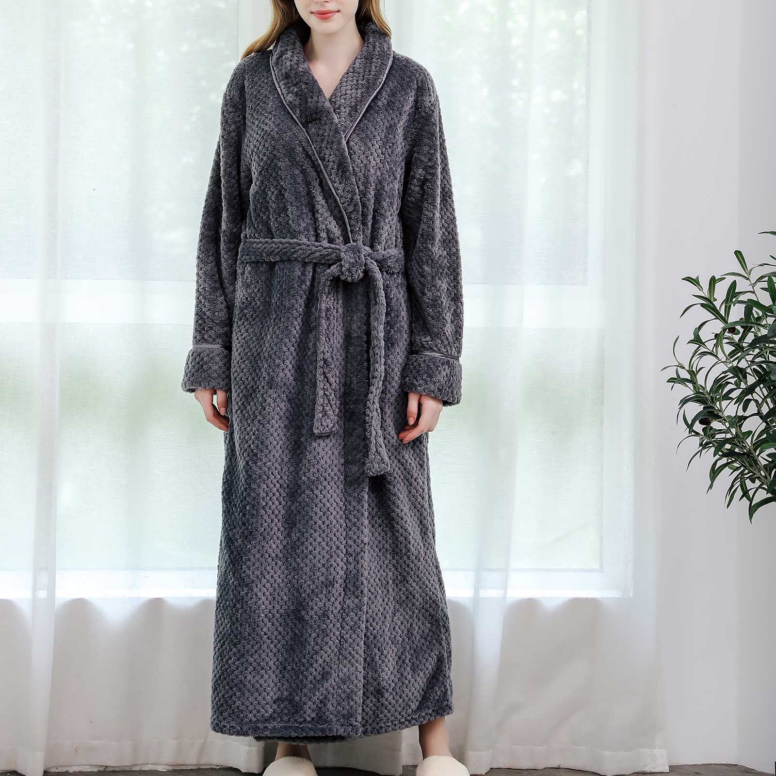 BONIXOOM Christmas Pajamas For Women Thanksgiving Pajamas Sleepwear Belt Long Sleeve Sleep Tops Solid Gray L