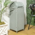 thumbnail image 6 of happimess Darla 31.39-Gallon All-Weather Wicker/Metal Swing Top Hideaway Outdoor Trash Can for Package Delivery, Patio Furniture, Cushions, Gardening Tools, Pool Supplies, Mint Blue/White, HPM1202C, 6 of 9