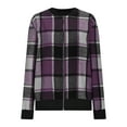 thumbnail image 2 of Plus Size Jacket for Women New Fall Causal Jacket for Women Zip up Plaid Coats Long Sleeve Stand Collar Lightweight Outerwear Tops Purple XXL, 2 of 6
