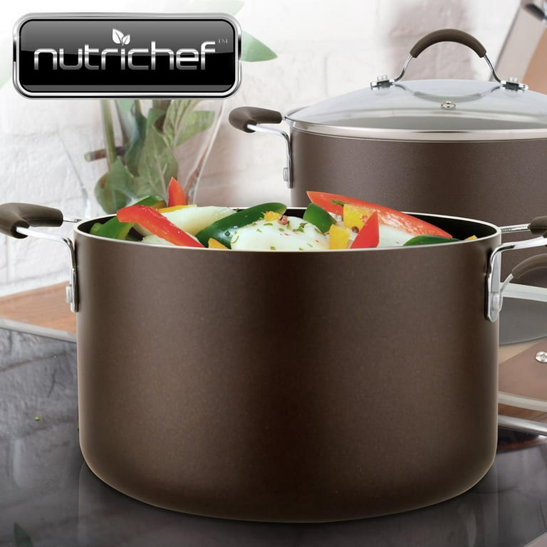 NutriChef Dutch Oven Pot with Lid - Non-Stick High-Qualified Kitchen  Cookware with See-Through Tempered Glass Lids, 5 Quart
